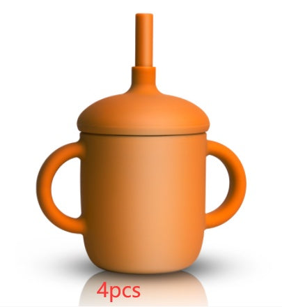 Baby Feeding Straw Cup Silicone Sippy Leak-Proof Bottle