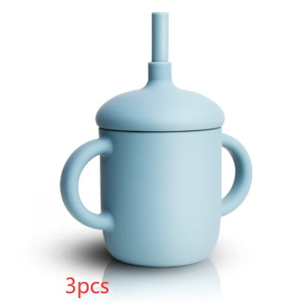 Baby Feeding Straw Cup Silicone Sippy Leak-Proof Bottle