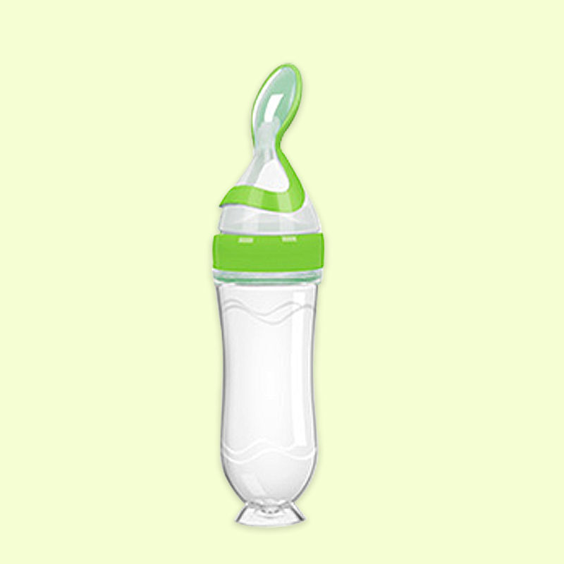 Baby Silicone Rice Paste Feeding Bottle With Squeeze Spoon