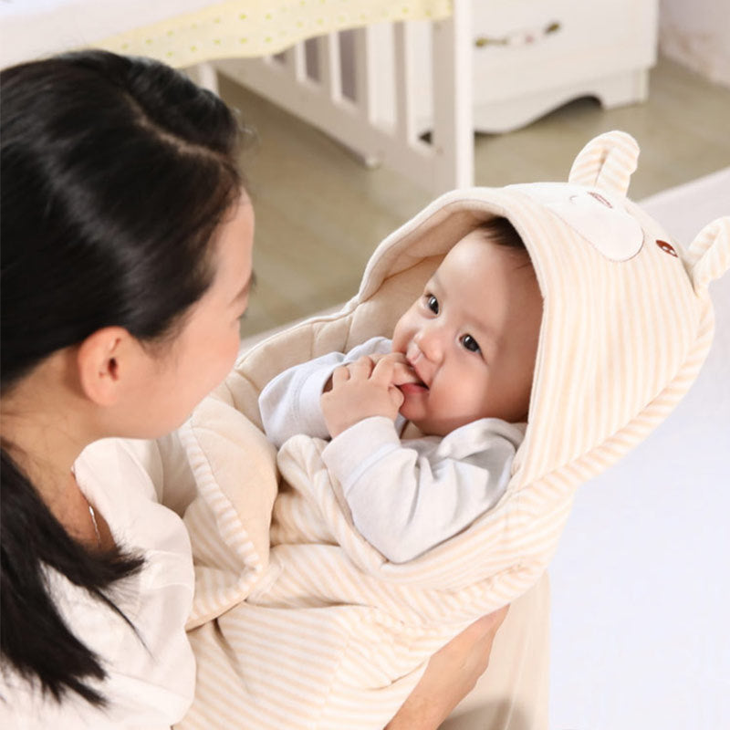 Baby Sleeping Bag Thick Cotton Swaddle Anti-Startle Quilt