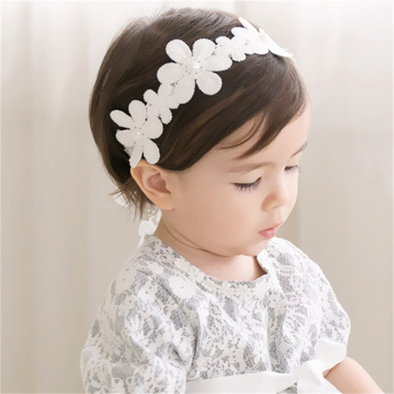 Baby Girls Lace Bow Headband Soft Floral Hair Accessory