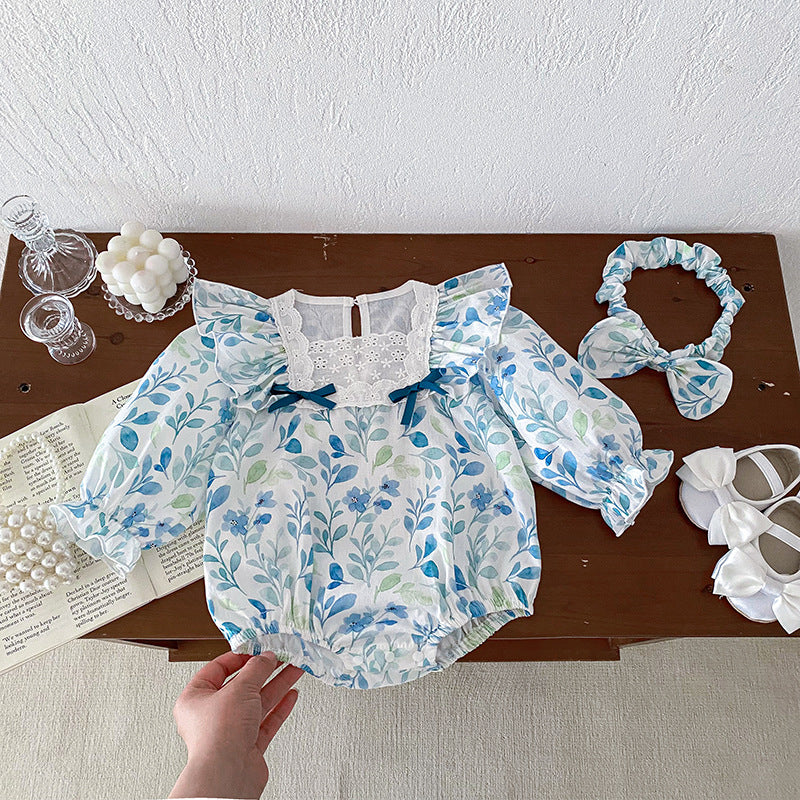 Elegant Baby Lace Jumpsuit with Long Sleeves