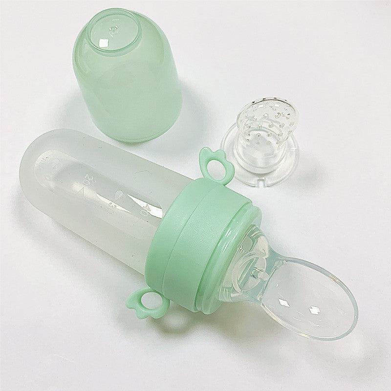 Baby Silicone Rice Cereal Feeding Bottle With Squeeze Spoon