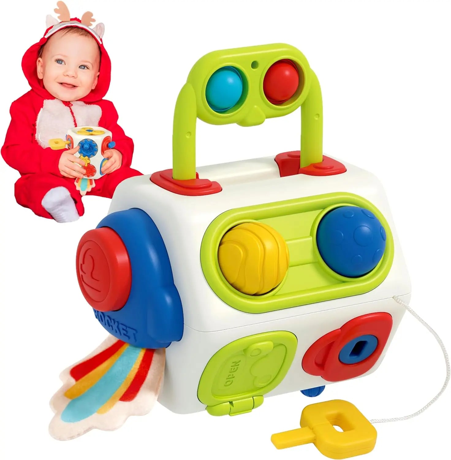 9-in-1 Montessori Busy Cube Sensory Learning Toy For Toddlers
