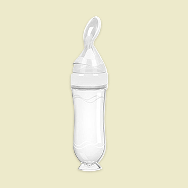 Baby Silicone Rice Paste Feeding Bottle With Squeeze Spoon