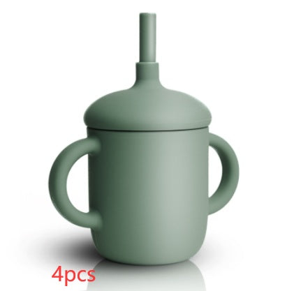 Baby Feeding Straw Cup Silicone Sippy Leak-Proof Bottle