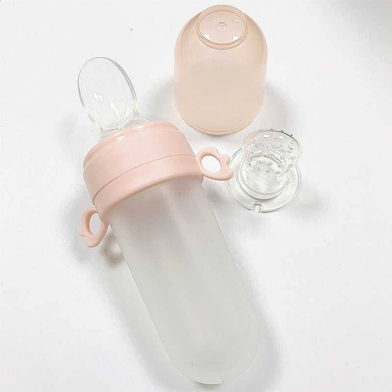Baby Silicone Rice Cereal Feeding Bottle With Squeeze Spoon